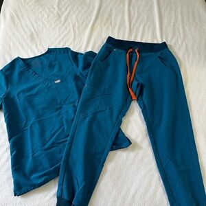 Figs teal blue scrub set xs/p